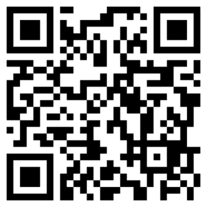 A black and white QR code with a square pattern on a white background.