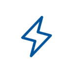 Blue lightning bolt icon on a white background.