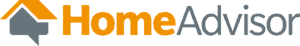 HomeAdvisor logo with an orange house graphic on the left and the words "HomeAdvisor" in orange and gray text on a white background.