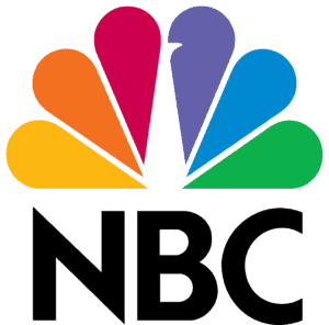 NBC logo featuring a stylized, multicolored peacock above the bold, black letters "NBC" on a light background.