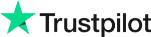 Trustpilot logo featuring a green star on the left and the word "Trustpilot" in bold black letters on the right.