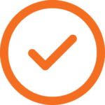 An orange check mark inside a circle on a white background.