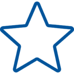 A simple blue outline of a five-pointed star on a light gray background.