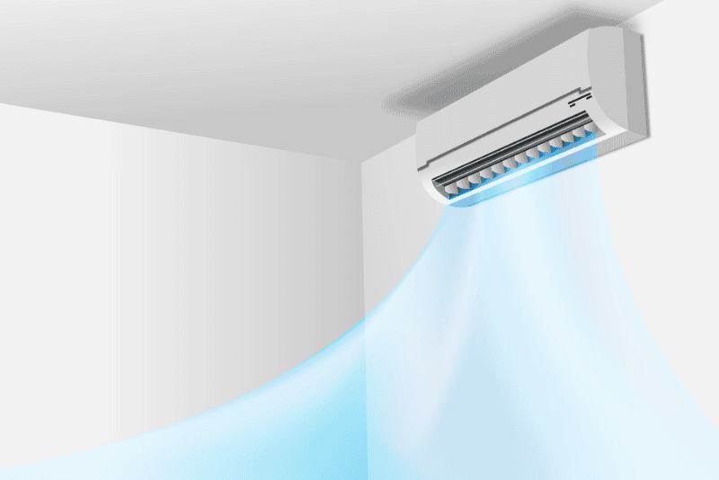 Air conditioner circulating cool air to help lower cooling costs.